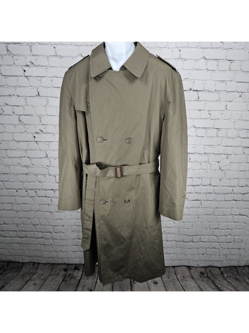 Hart Schaffner Marx Brown Belted Removable Wool Blend Liner Trench Coat 44L